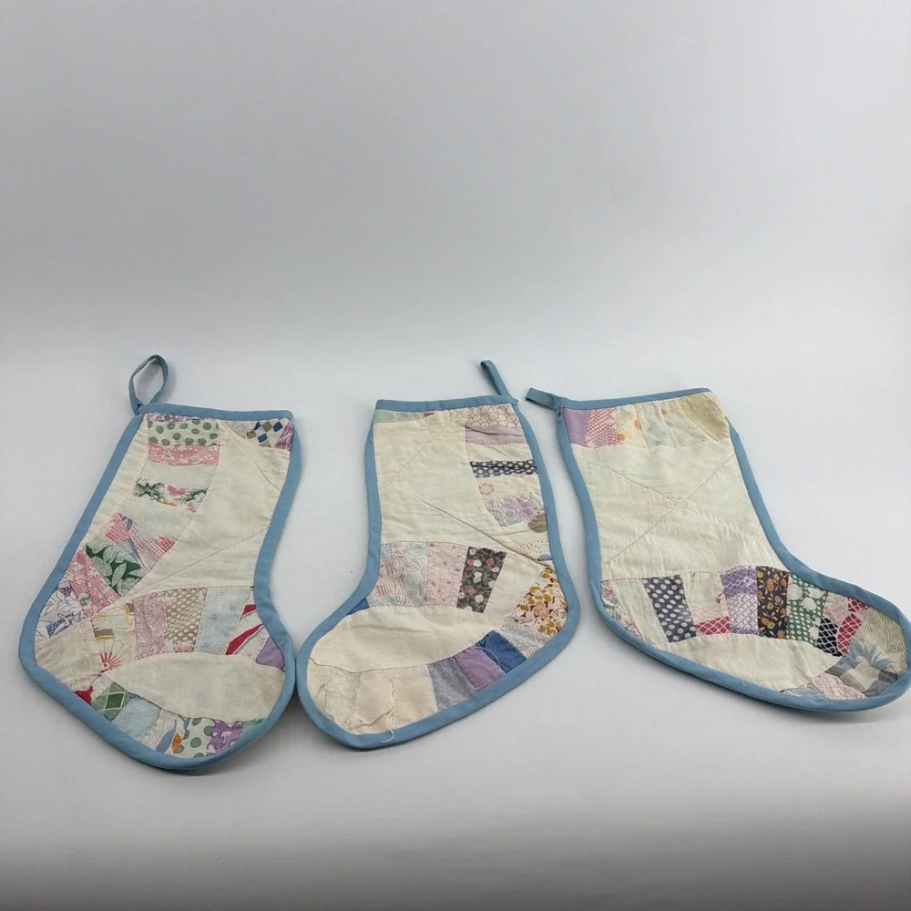 3 Handmade Christmas stocking Quilted Patchwork 13